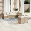 Juego de sofás de jardín con cojines beige 8 pzas ratán PE