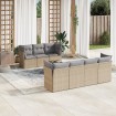 Juego de sofás de jardín con cojines beige 8 pzas ratán PE