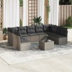 Set de sofás de jardín 10 pzas con cojines ratán sintético gris