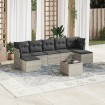 Set de sofás de jardín 8 pzas y cojines ratán sintético gris