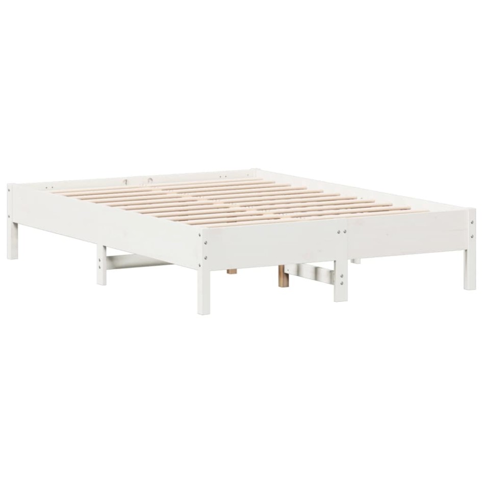 Estructura de cama sin colchón madera de pino blanca 140x190