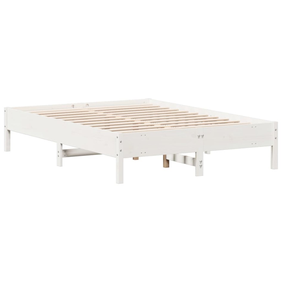 Estructura de cama sin colchón madera de pino blanca 140x190