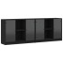 Estantería con puertas madera de ingeniería negro 204x37x75