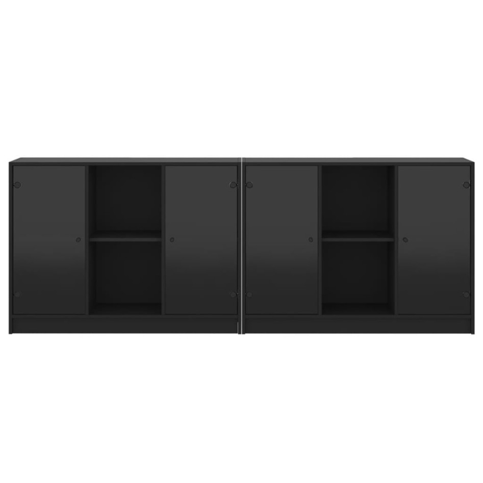 Estantería con puertas madera de ingeniería negro 204x37x75