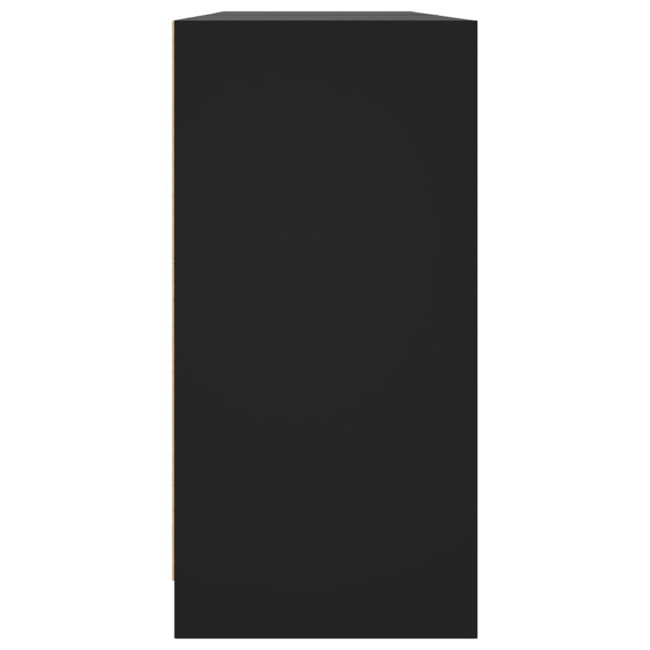 Estantería con puertas madera de ingeniería negro 204x37x75