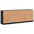 Estantería con puertas madera de ingeniería negro 204x37x75