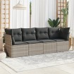 Set de sofás de jardín 4 pzas y cojines ratán sintético gris
