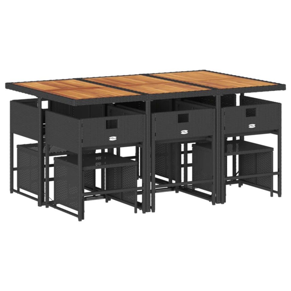 Set de comedor jardín 11 pzas con cojines ratán sintético