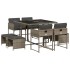 Set comedor jardín 9 pzas y cojines ratán sintético
