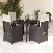 Set de muebles jardín 5 pzas con cojines ratán sintético negro