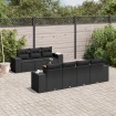 Set de sofás de jardín 8 piezas y cojines ratán sintético negro