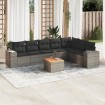 Set de sofás de jardín 8 pzas y cojines ratán sintético gris