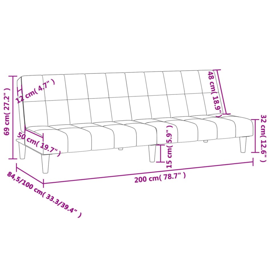 Sofá cama de 2 plazas tela gris