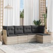 Set de sofás jardín y cojines 5 pzas ratán sintético gris claro