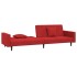 Sofá cama de 2 plazas con dos almohadas terciopelo rojo