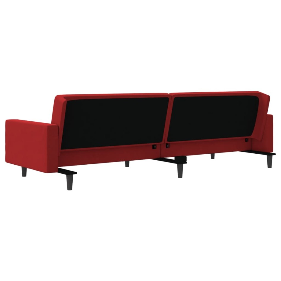 Sofá cama de 2 plazas con dos almohadas terciopelo rojo