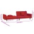 Sofá cama de 2 plazas con dos almohadas terciopelo rojo
