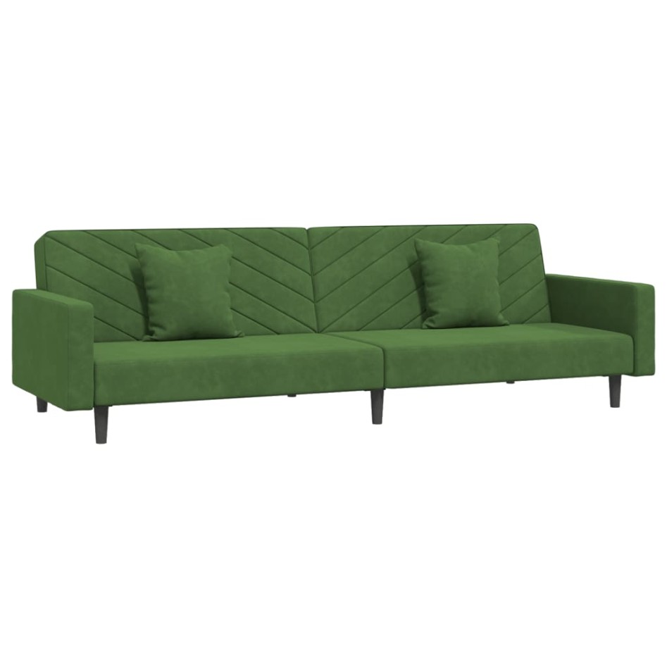 Sofá cama de 2 plazas con dos almohadas terciopelo verde