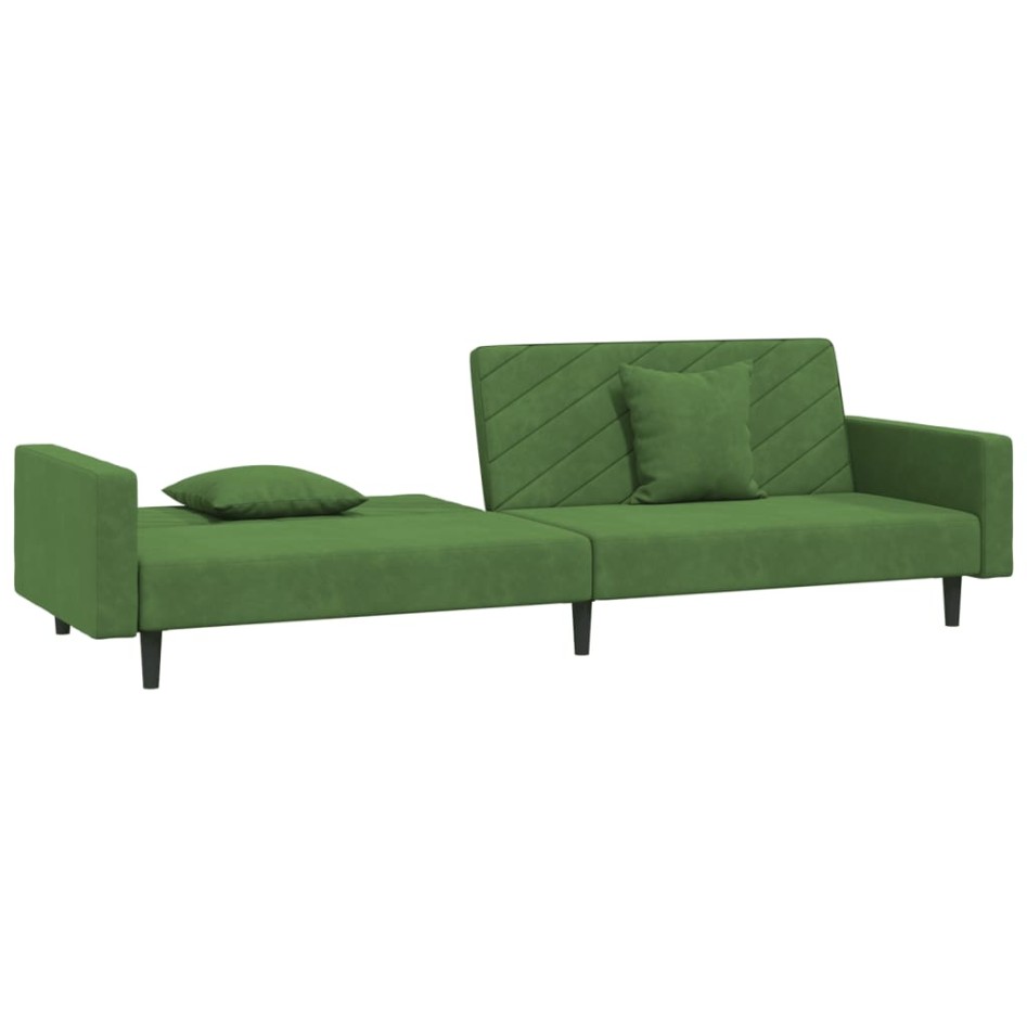 Sofá cama de 2 plazas con dos almohadas terciopelo verde