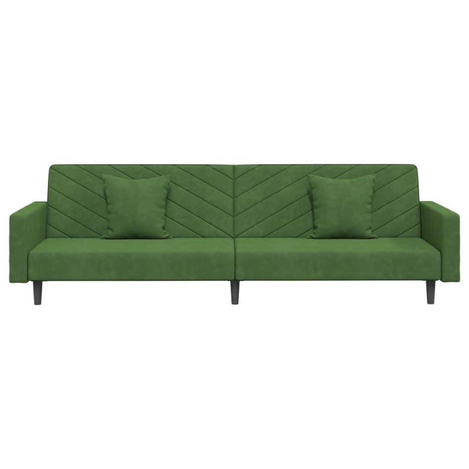 Sofá cama de 2 plazas con dos almohadas terciopelo verde