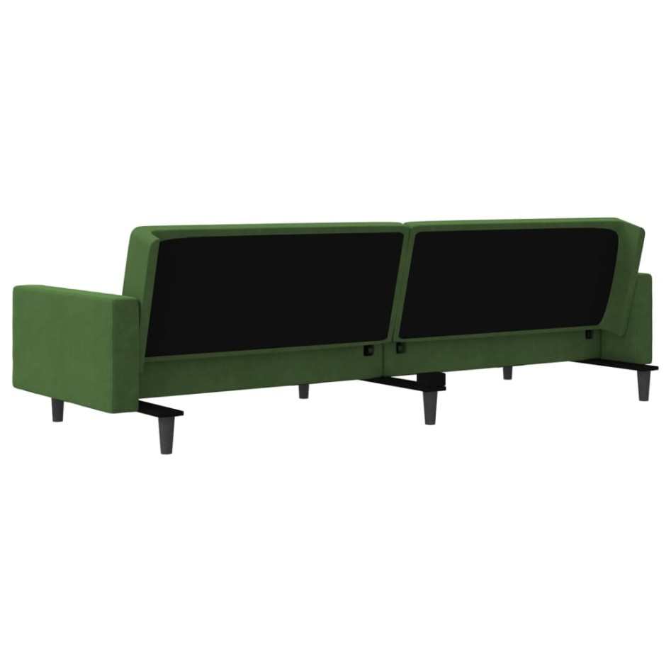Sofá cama de 2 plazas con dos almohadas terciopelo verde