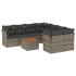 Set de muebles de jardín 9 pzas y cojines ratán sintético