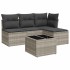 Set de sofás jardín y cojines 5 pzas ratán sintético gris