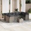 Set de sofás de jardín 10 pzas con cojines ratán sintético gris