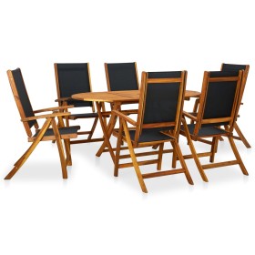 Set de comedor de jardín 7 piezas madera maciza de