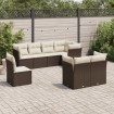 Set sofás de jardín 8 piezas y cojines ratán sintético marrón