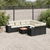 Set de sofás de jardín 8 piezas y cojines ratán sintético negro