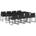 Set de comedor de jardín 9 pzas y cojines ratán sintético