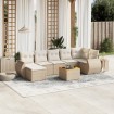 Juego de sofás de jardín con cojines beige 8 pzas ratán PE