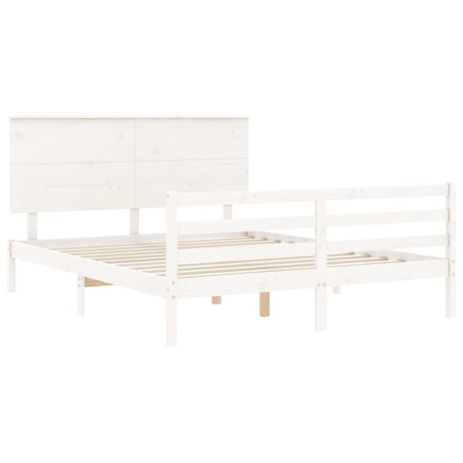 Estructura de cama matrimonio con cabecero madera maciza