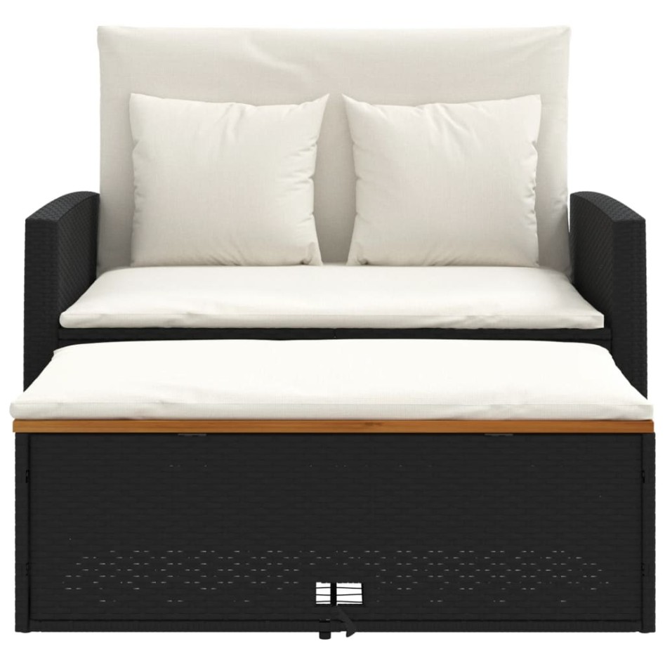 Sofá de jardín con cojines 2 plazas ratán y madera acacia