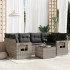 Set de sofás de jardín 7 pzas con cojines ratán PE gris