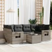 Set de sofás de jardín 7 pzas con cojines ratán PE gris claro