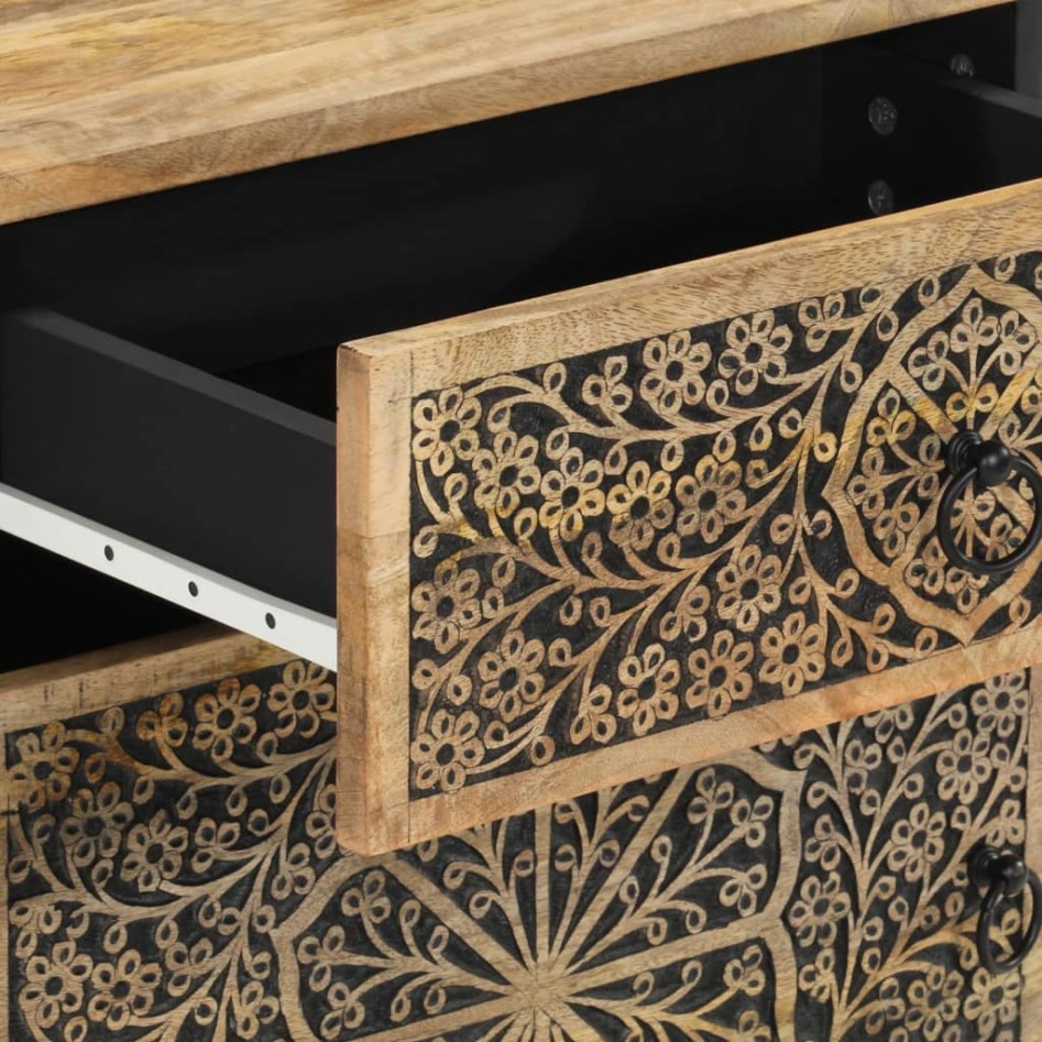 Mesita de noche madera maciza de mango 50x33x60