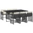 Set de comedor de jardín 7 pzas y cojines ratán sintético