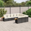 Set de sofás de jardín 10 pzas cojines ratán sintético negro