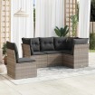 Set de sofás jardín y cojines 5 pzas ratán sintético gris claro