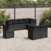 Set de sofás de jardín 8 piezas y cojines ratán sintético negro