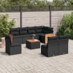 Set de sofás de jardín 8 piezas y cojines ratán sintético negro