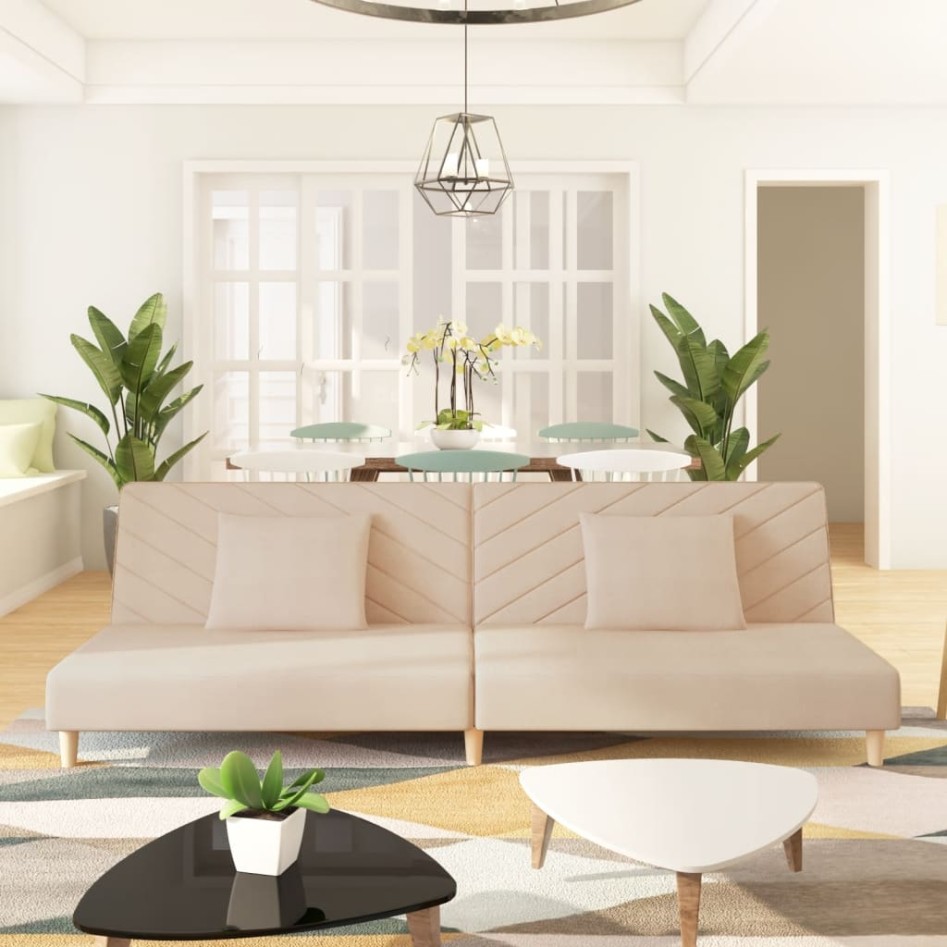 Sofá cama de 2 plazas con dos almohadas tela color