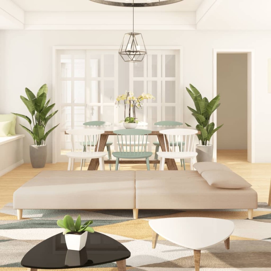 Sofá cama de 2 plazas con dos almohadas tela color