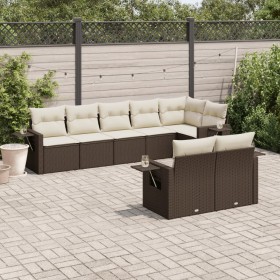 Set sofás de jardín 8 piezas y cojines ratán sintético
