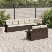 Set sofás de jardín 8 piezas y cojines ratán sintético marrón