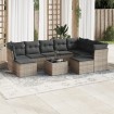 Set de sofás de jardín 10 pzas con cojines ratán sintético gris