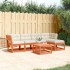 Set de sofás jardín 5 pzas con cojines madera pino marrón