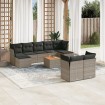 Set de sofás de jardín 10 pzas con cojines ratán sintético gris